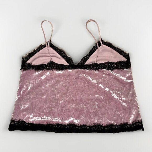 FOREVER 21 Women Crushed Velvet Lace Sleeveless Tank Crop Top Size S Lavender - Picture 3 of 6